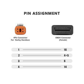 Переходник для мотоцикла Harley Davidson 4pin на 16Pin OBD2 309 фото
