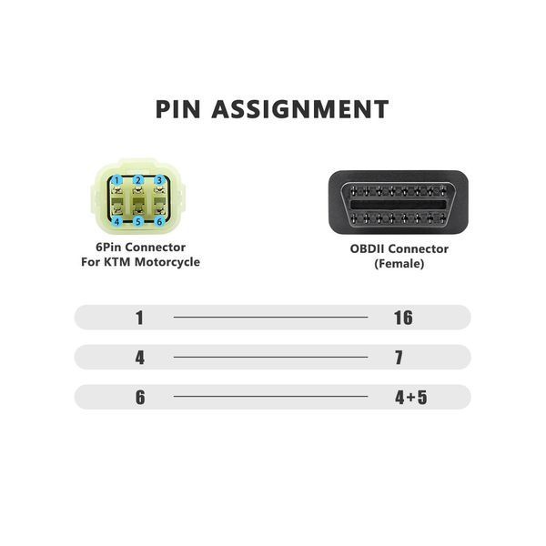 Перехідник для мотоцикла KTM 6pin на 16Pin OBD2 337 фото