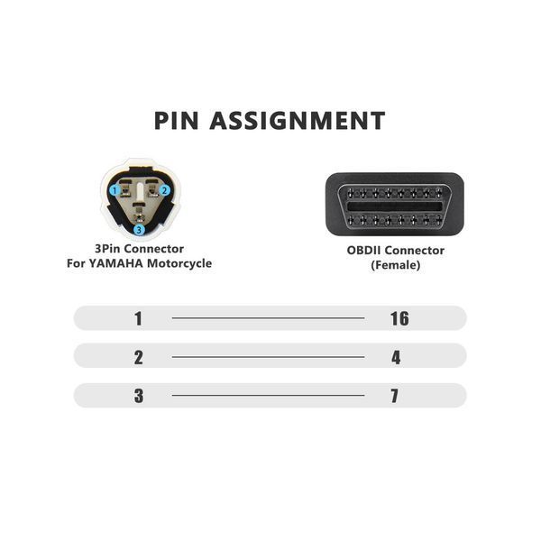 Переходник для мотоцикла Yamaha 3pin на 16Pin OBD2 308 фото